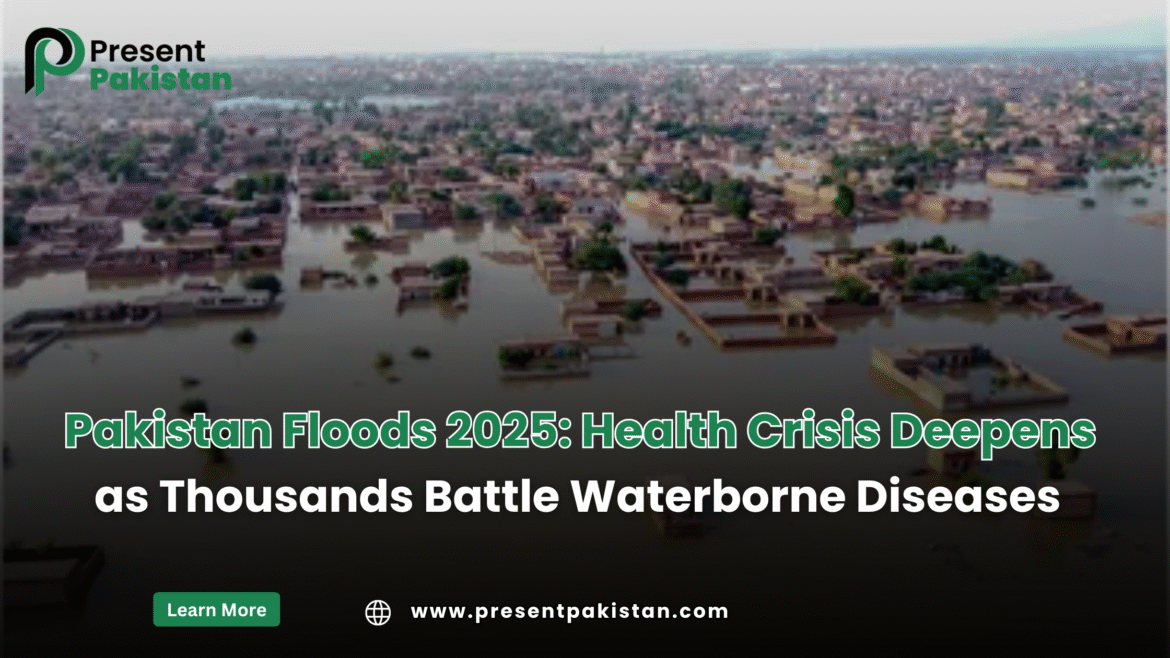 Flooded area in Pakistan 2025 showing submerged homes and streets
