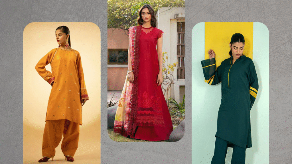 Pakistani model in runway-inspired outfit with cultural embroidery