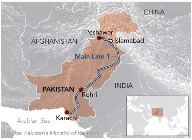 Karachi-Rohri Railway Project map view
