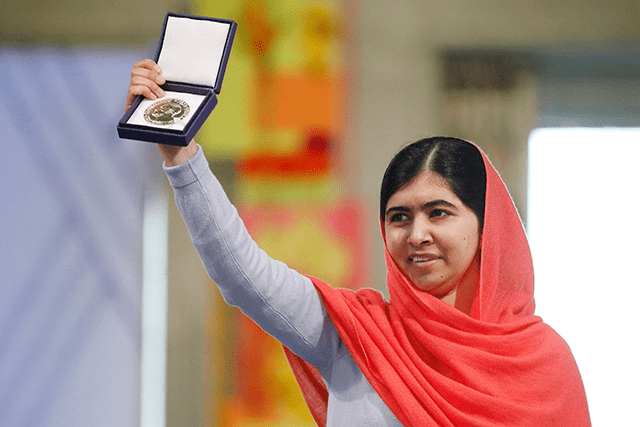 Malala Yousafzai promoting education for peace
