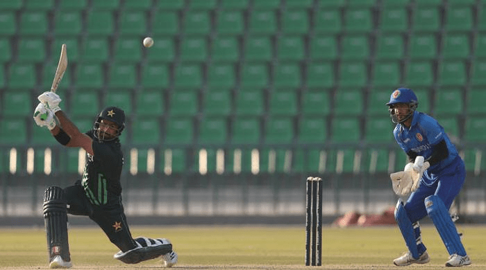  Pakistan batsman hitting a powerful shot in Asia Cup prep


