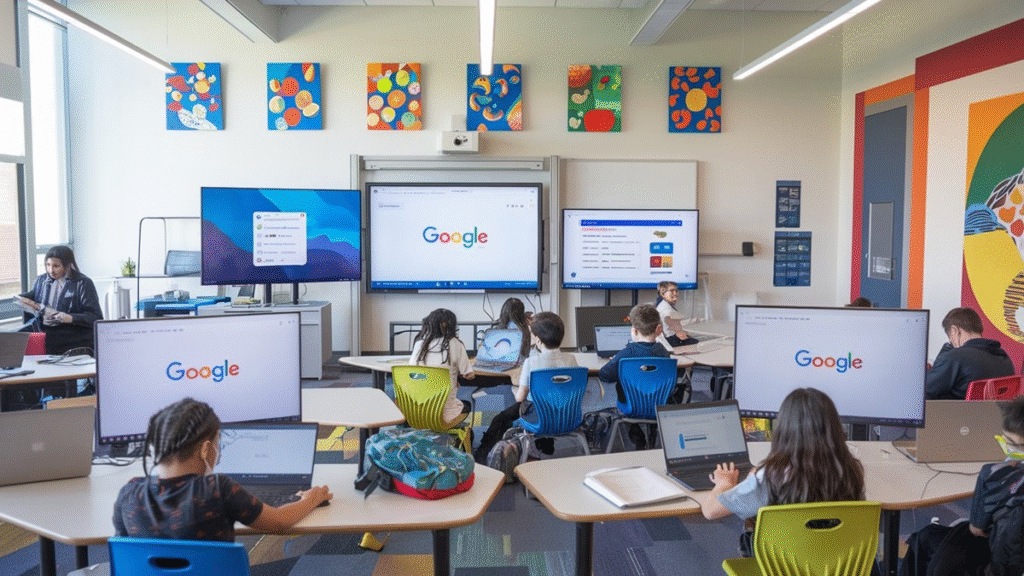 Punjab students learning with Chromebooks in a digital classroom.